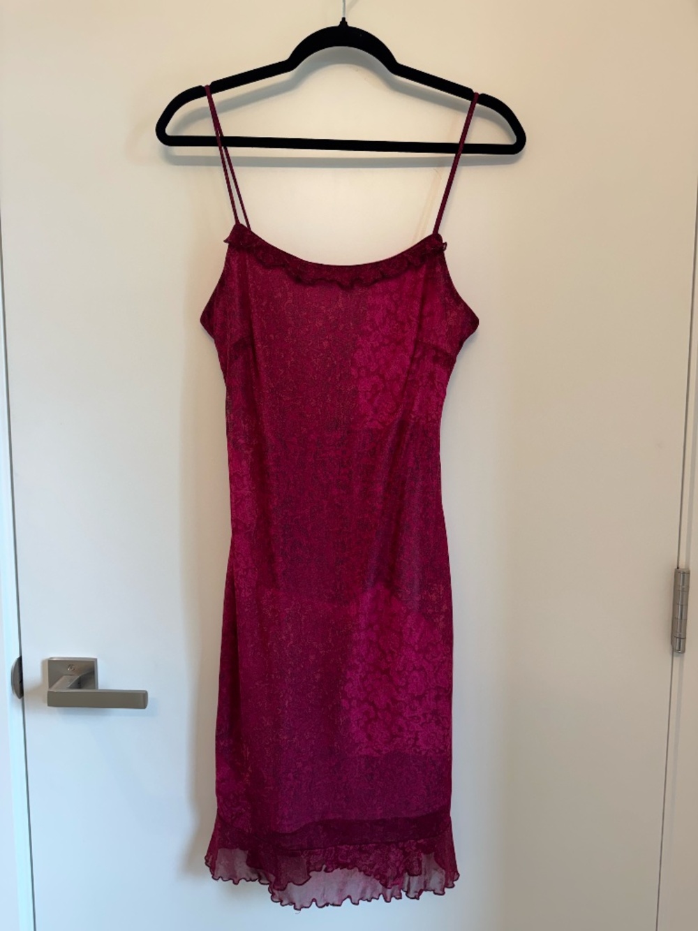 Vintage Y2K Scarlet Pink Paisley Spaghetti Strap Dress